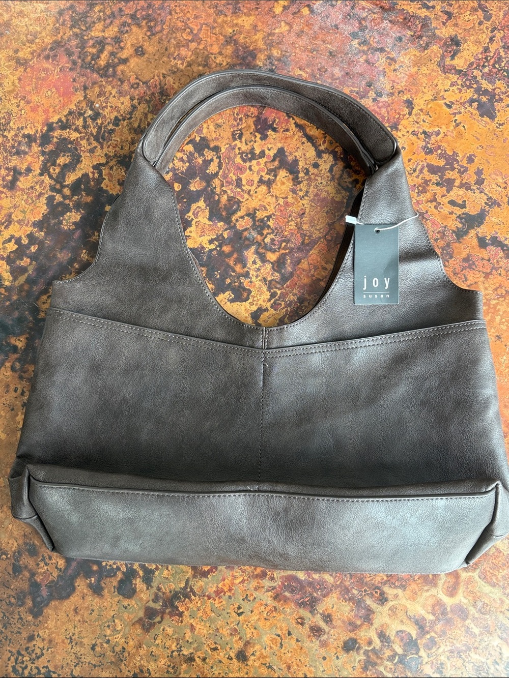 Joy Susan 2-in-1 Brown Vegan Leather Hobo Tote Bag Removable Clutch/ Crossbody - Picture 4 of 16